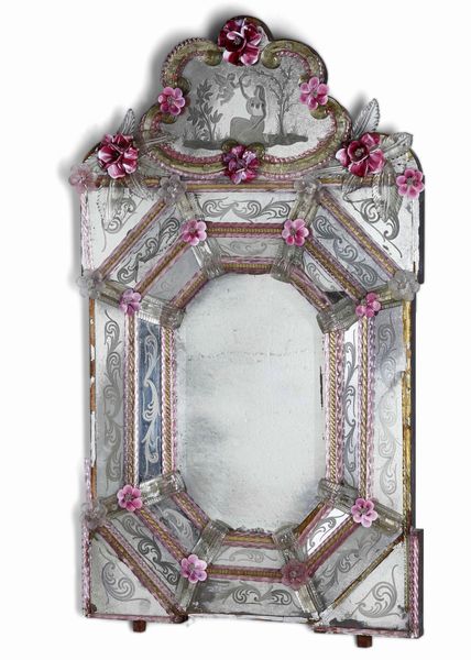 Specchiera in vetro Murano, XX secolo  - Asta Antiquariato Aprile - Associazione Nazionale - Case d'Asta italiane
