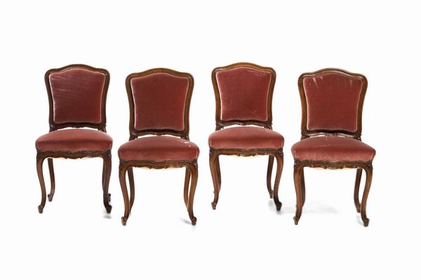 Quattro sedie in legno. XIX secolo  - Asta Antiquariato Aprile - Associazione Nazionale - Case d'Asta italiane