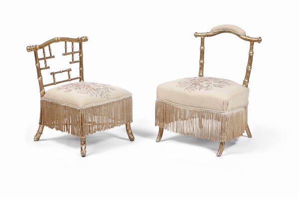 Due sedie con in legno dorato a finto bamb  - Asta Antiquariato Aprile - Associazione Nazionale - Case d'Asta italiane