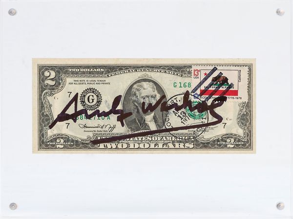 ANDY  WARHOL : 2 dollars  - Asta Arte moderna e contemporanea - Associazione Nazionale - Case d'Asta italiane