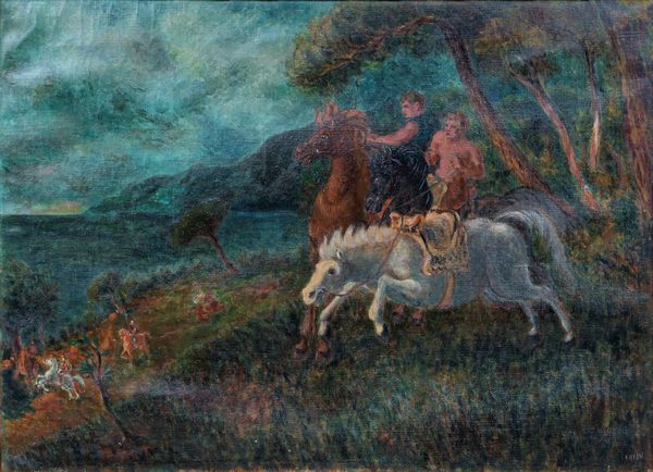 ALIGI SASSU : Paesaggio con cavalieri  - Asta Arte moderna e contemporanea - Associazione Nazionale - Case d'Asta italiane