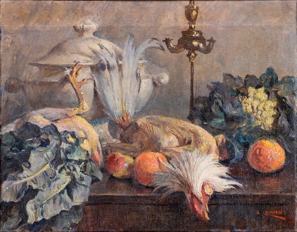 GIUSEPPE CHERUBINI : Natura morta con gallo  - Asta Arte moderna e contemporanea - Associazione Nazionale - Case d'Asta italiane