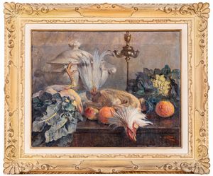 GIUSEPPE CHERUBINI : Natura morta con gallo  - Asta Arte moderna e contemporanea - Associazione Nazionale - Case d'Asta italiane