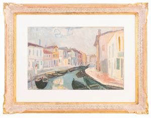 CARLO DALLA ZORZA : Burano, canale cavanelle  - Asta Arte moderna e contemporanea - Associazione Nazionale - Case d'Asta italiane