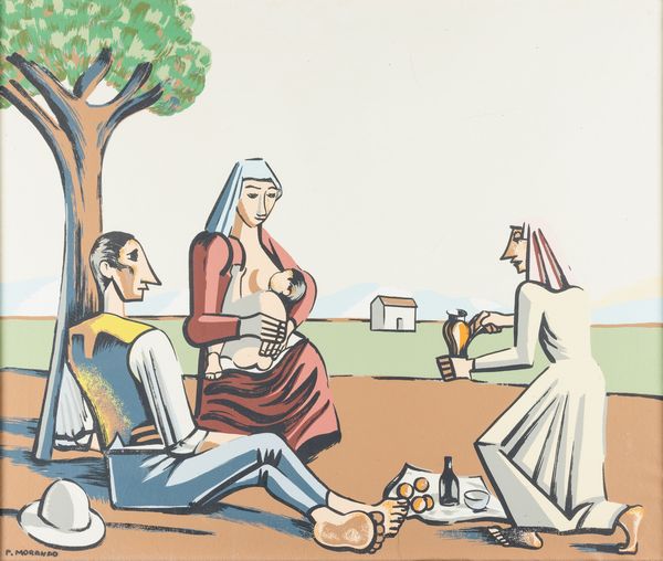 Pietro Morando : Senza titolo (Pranzo in campagna)  - Asta Arte moderna e contemporanea  - Associazione Nazionale - Case d'Asta italiane