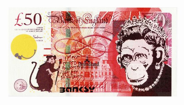 Banksy : Dismal sterling canvas. Monkey queen and rat.  - Asta Arte Antica, Moderna e Contemporanea - Associazione Nazionale - Case d'Asta italiane