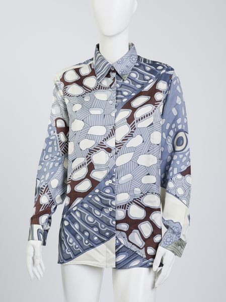 HERMES : Camicia con stampa astratta.  - Asta 04/05/2023 | FASHION LUXURY - ALTA MODA, BORSE E ACCESSORI DI LUSSO Online - Associazione Nazionale - Case d'Asta italiane