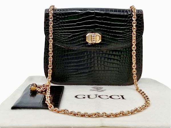 GUCCI : Borsa in coccodrillo Porosus  marron testa di moro.  - Asta 04/05/2023 | FASHION LUXURY - ALTA MODA, BORSE E ACCESSORI DI LUSSO Online - Associazione Nazionale - Case d'Asta italiane