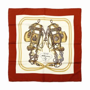 HERMES - Foulard 'Brides de Gala', bordo borgogna.