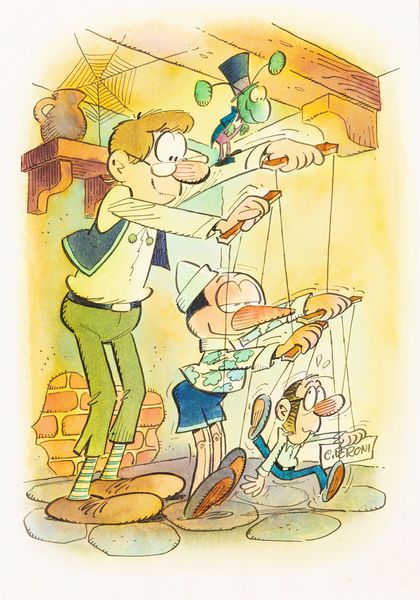 Carlo Peroni : Pinocchio e Geppetto  - Asta Bozzetti cinematografici - Associazione Nazionale - Case d'Asta italiane