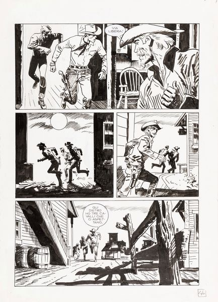 Jordi Bernet : Tex - Luomo di Atlanta  - Asta Bozzetti cinematografici - Associazione Nazionale - Case d'Asta italiane