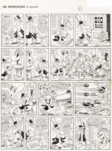 Benito Jacovitti : Jak Mandolino  - Asta Fumetti: Tavole e Illustrazioni Originali - Associazione Nazionale - Case d'Asta italiane