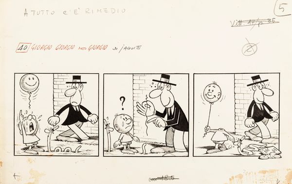 Benito Jacovitti : Giorgio Giorgio detto Giorgio - A tutto c' rimedio  - Asta Fumetti: Tavole e Illustrazioni Originali - Associazione Nazionale - Case d'Asta italiane