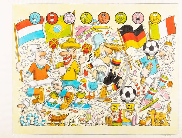 Benito Jacovitti : Mondiali di calcio  - Asta Fumetti: Tavole e Illustrazioni Originali - Associazione Nazionale - Case d'Asta italiane