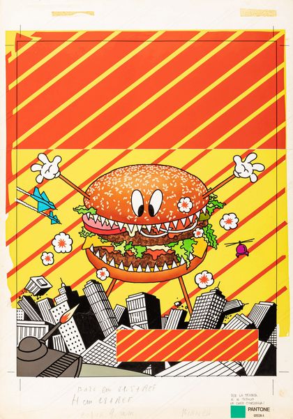 Massimo Mattioli : L'Invasione degli Hamburger  - Asta Fumetti: Tavole e Illustrazioni Originali - Associazione Nazionale - Case d'Asta italiane