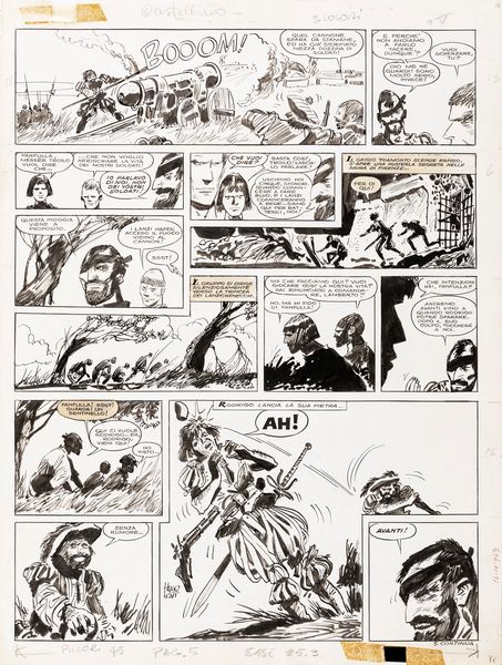 Hugo Pratt : Le avventure di Fanfulla  - Asta Fumetti: Tavole e Illustrazioni Originali - Associazione Nazionale - Case d'Asta italiane