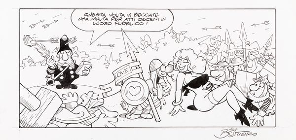 Luciano Bottaro : Mattaglie  - Asta Fumetti: Tavole e Illustrazioni Originali - Associazione Nazionale - Case d'Asta italiane