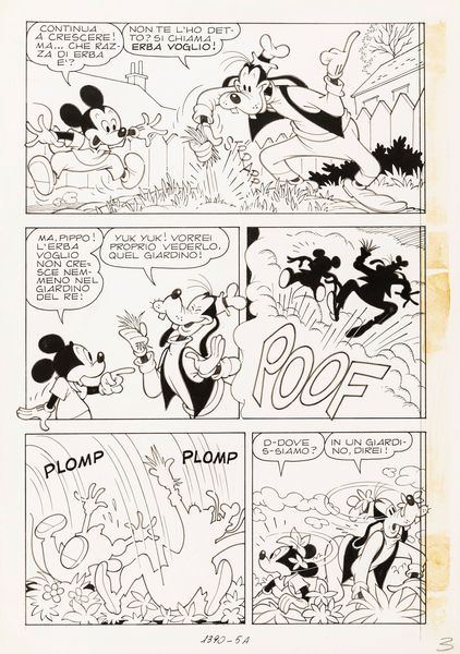 Romano Scarpa : Topolino e la favolosa erba voglio  - Asta Fumetti: Tavole e Illustrazioni Originali - Associazione Nazionale - Case d'Asta italiane