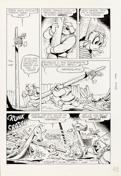 Marco Rota : Paperino e il piccolo Krack  - Asta Fumetti: Tavole e Illustrazioni Originali - Associazione Nazionale - Case d'Asta italiane