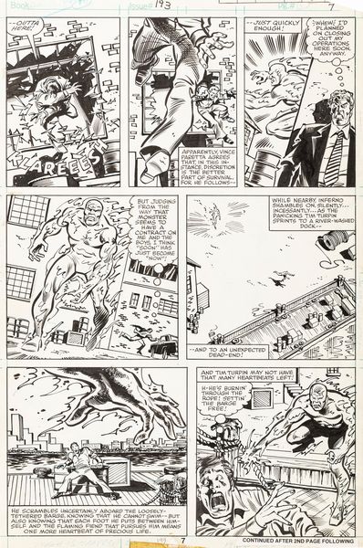 Sal Buscema : Avengers - Battleground: Pittsburgh!  - Asta Fumetti: Tavole e Illustrazioni Originali - Associazione Nazionale - Case d'Asta italiane