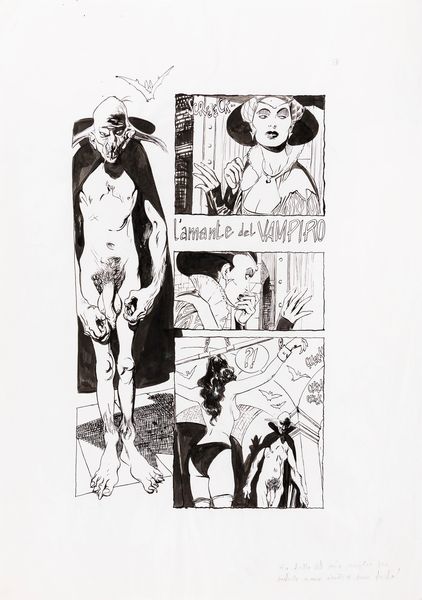 Carlo Ambrosini : Lamante del vampiro  - Asta Fumetti: Tavole e Illustrazioni Originali - Associazione Nazionale - Case d'Asta italiane