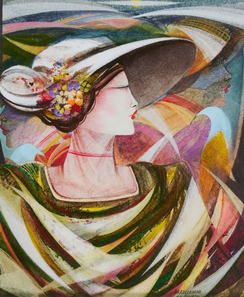 Franco Brescianini Brescianini Da Rovato : Donna con cappello  - Asta Arte Moderna, Contemporanea, '800 e '900 - Associazione Nazionale - Case d'Asta italiane