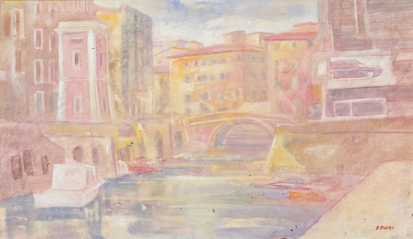 P. Pieri : Canale di Livorno  - Asta Arte Moderna, Contemporanea, '800 e '900 - Associazione Nazionale - Case d'Asta italiane