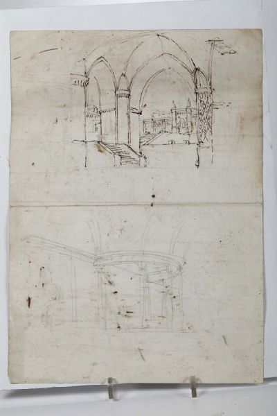 Lotto di tre disegni su carta, XVIII-XIX secolo  - Asta Antiquariato - Associazione Nazionale - Case d'Asta italiane