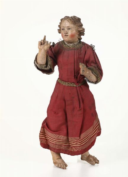 Scultura da presepe raffigurante Santo, Napoli XIX secolo  - Asta Antiquariato - Associazione Nazionale - Case d'Asta italiane