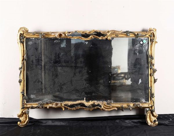 Specchiera in legno intagliato, dorato e dipinto, Venezia XIX secolo  - Asta Antiquariato - Associazione Nazionale - Case d'Asta italiane