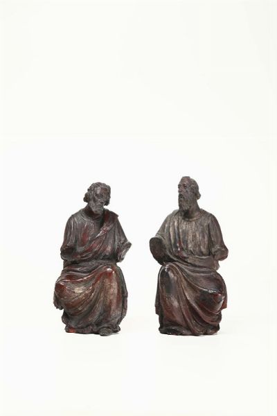 Coppia di Santi in terracotta, plasticatore italiano del XVIII secolo  - Asta Antiquariato - Associazione Nazionale - Case d'Asta italiane