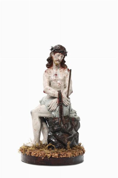 Ecce Homo in legno policromo, Napoli XVIII-XIX secolo  - Asta Antiquariato - Associazione Nazionale - Case d'Asta italiane