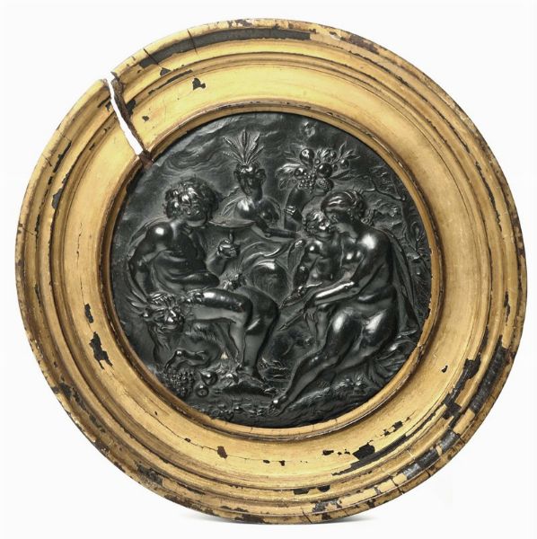 Bassorilievo in bronzo con scena bucolica, XVIII-XIX secolo  - Asta Antiquariato - Associazione Nazionale - Case d'Asta italiane