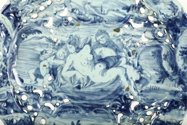 Sottocoppa traforata Albisola, manifattura Conrado, fine del XVII secolo  - Asta Antiquariato - Associazione Nazionale - Case d'Asta italiane