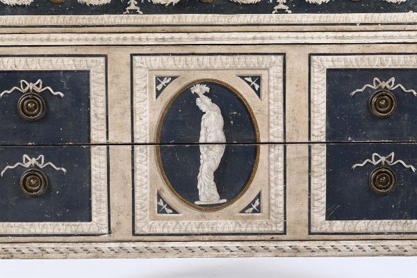 Coppia di cassettoni in pioppo dipinto a motivi neoclassici, XVIII-XIX secolo  - Asta Antiquariato - Associazione Nazionale - Case d'Asta italiane