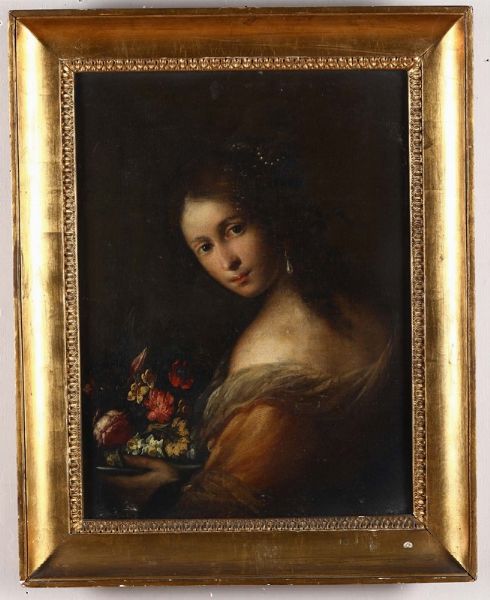 Ritratto di fanciulla con fiori  - Asta Antiquariato - Associazione Nazionale - Case d'Asta italiane
