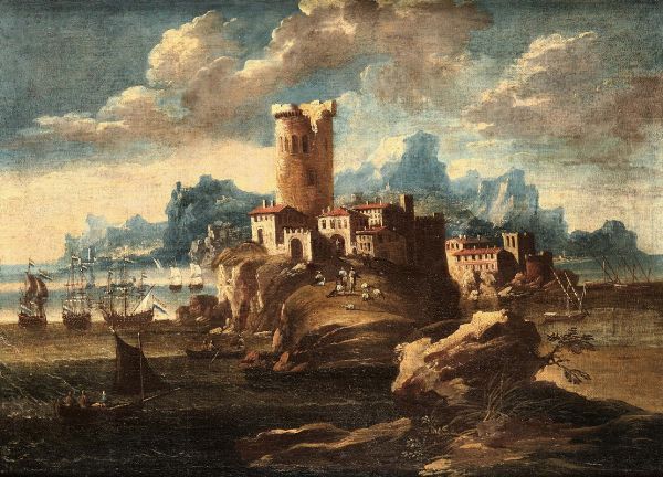 Paesaggio con torre  - Asta Antiquariato - Associazione Nazionale - Case d'Asta italiane