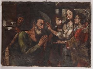 Lotto di due dipinti raffiguranti S.Sebastiano ed episodio religioso, XVIII secolo  - Asta Antiquariato - Associazione Nazionale - Case d'Asta italiane