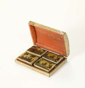 Scatola in legno decorato ad arte povera, XIX secolo  - Asta Antiquariato - Associazione Nazionale - Case d'Asta italiane