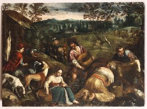 da Ponte detto Bassano Jacopo - Scena campestre con contadini e animali