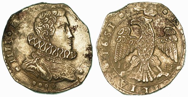 SICILIA. FILIPPO IV D'ASBURGO, 1621-1665. 4 Tar 1651. Messina.  - Asta Numismatica - Associazione Nazionale - Case d'Asta italiane