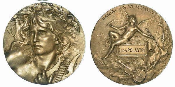 ELDA POLASTRI. Medaglia in argento 1916. Parigi.  - Asta Numismatica - Associazione Nazionale - Case d'Asta italiane