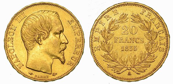 FRANCIA. NAPOLEON III, 1852-1870. 20 Francs 1855. Parigi.  - Asta Numismatica - Associazione Nazionale - Case d'Asta italiane