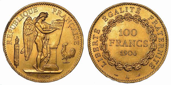 FRANCIA. TROISIEME REPUBLIQUE, 1871-1940. 100 Francs 1904. Parigi.  - Asta Numismatica - Associazione Nazionale - Case d'Asta italiane