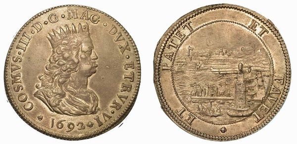 LIVORNO. COSIMO III DE' MEDICI, 1670-1723. Tollero 1692.  - Asta Numismatica - Associazione Nazionale - Case d'Asta italiane