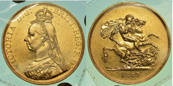 REGNO UNITO. VICTORIA, 1837-1901. 5 Pounds 1887.  - Asta Numismatica - Associazione Nazionale - Case d'Asta italiane