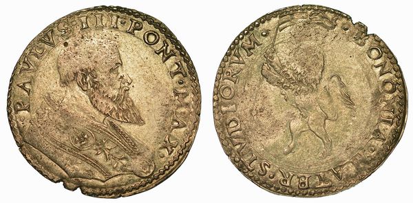 PAOLO III (ALESSANDRO FARNESE), 1534-1549. Bianco. Bologna.  - Asta Numismatica - Associazione Nazionale - Case d'Asta italiane