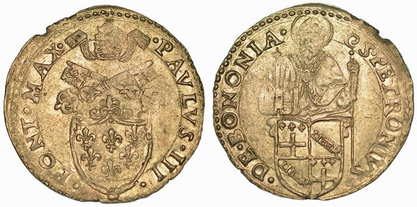 PAOLO III (ALESSANDRO FARNESE), 1534-1549. Carlino o Mezzo Paolo. Bologna.  - Asta Numismatica - Associazione Nazionale - Case d'Asta italiane