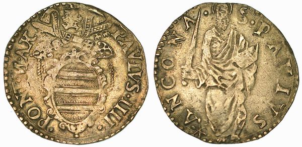 PAOLO IV (GIAN PIETRO CARAFA), 1555-1559. Giulio. Ancona.  - Asta Numismatica - Associazione Nazionale - Case d'Asta italiane