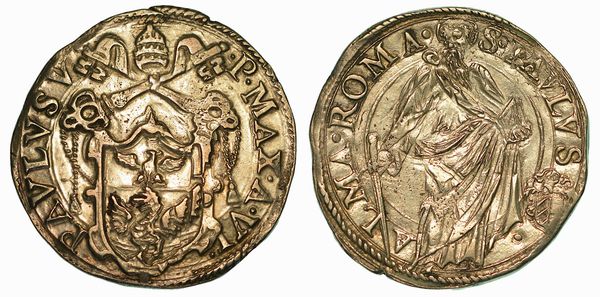 PAOLO V (CAMILLO BORGHESE), 1605-1621. Testone A. V. Roma.  - Asta Numismatica - Associazione Nazionale - Case d'Asta italiane